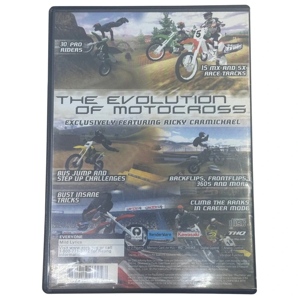 MX 2002 Featuring Ricky Carmichael Sony PlayStation 2 PS2 Game CIB SLUS 20072